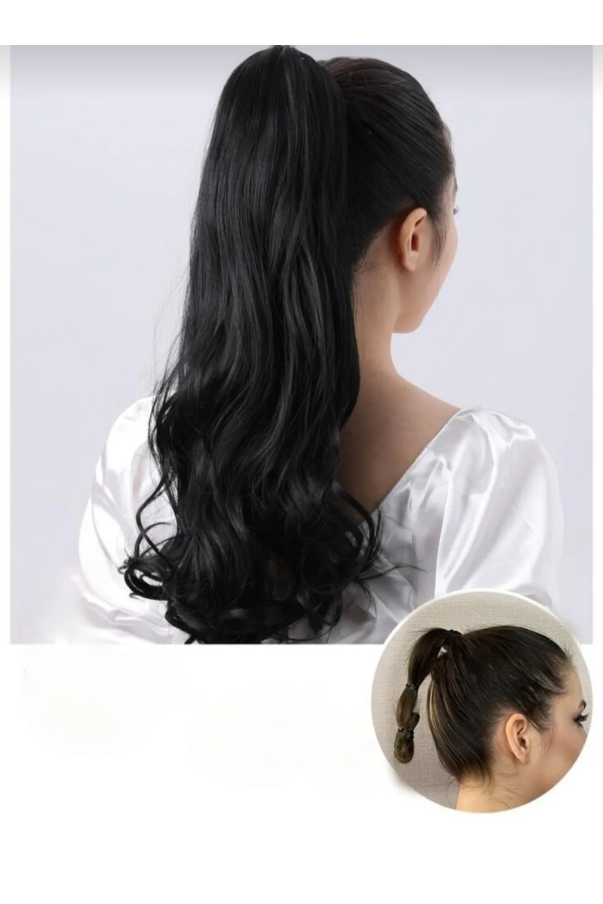 CESLİFE Siyah Klipsli Dalgalı At Kuyruğu Postiş Takma Saç / Isıya Dayanıklı / Naturel Görünüm
