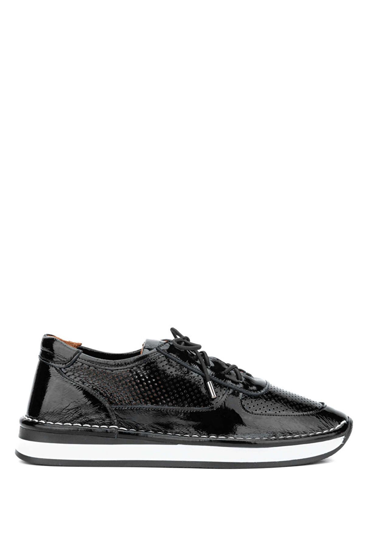 Tanca Tamer Tanca Kadın Deri Hasır Siyah Rugan Sneakers & Spor Ayakkabı
