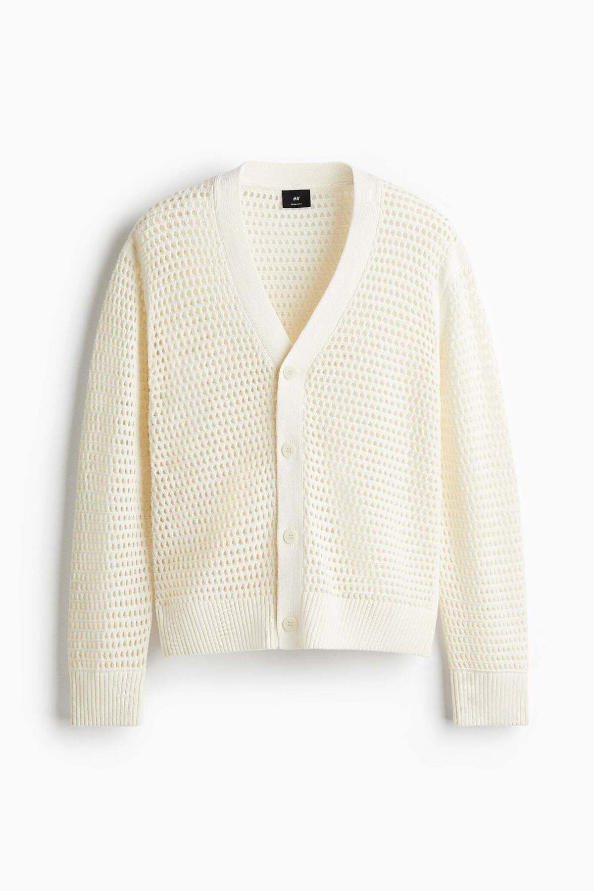 H&M-Regular Fit Hole-knit cardigan 1