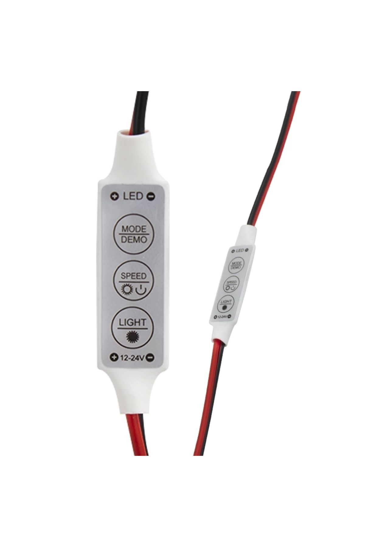 Miravm Mini Üç Tuşlu Tek Renkli 12-24 Volt Led Kontrol Cihazı ( Kırmızı- Siyah Kablo) (4172)