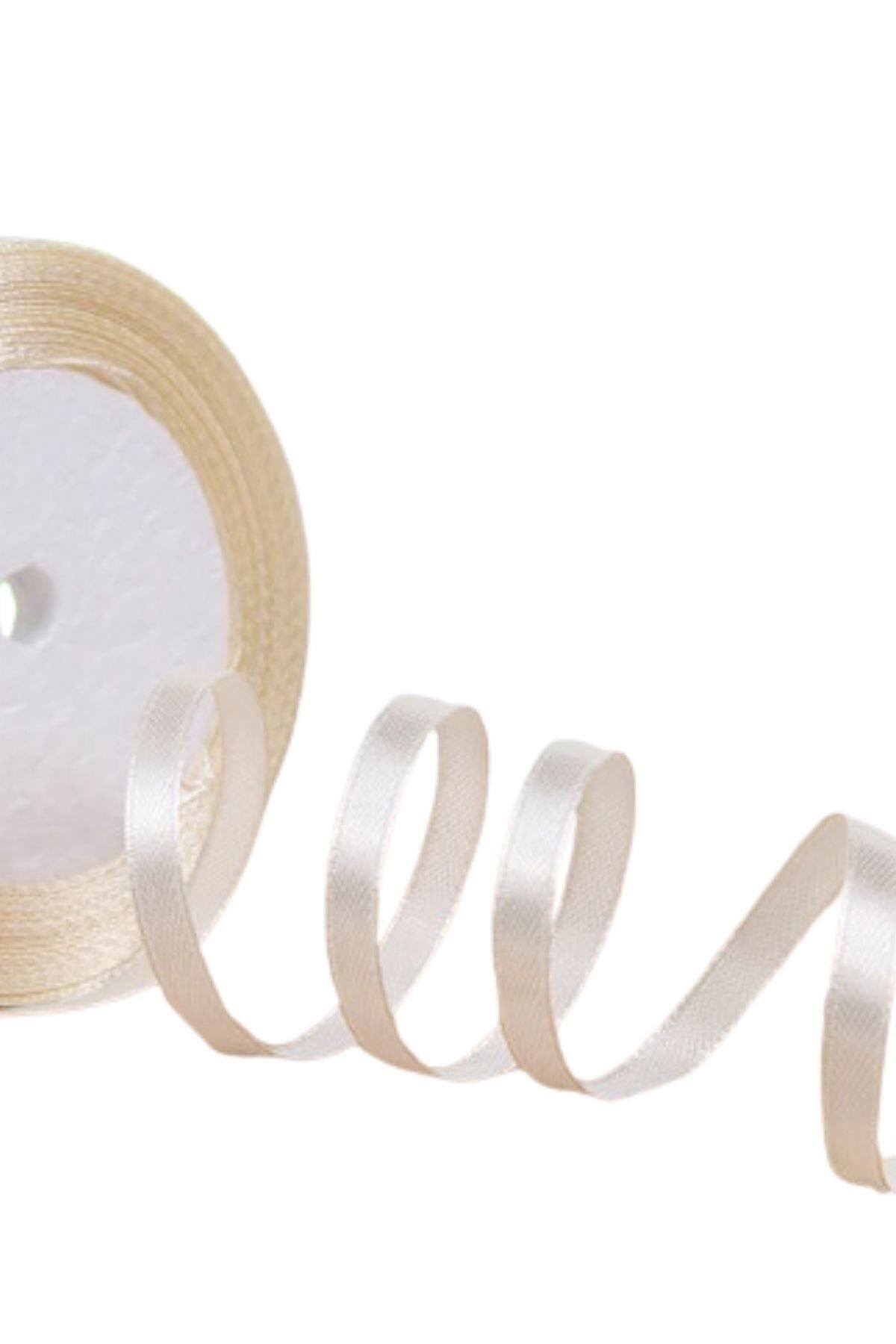 KfksStore Saten Kurdele 1 cm 10 Metre Bej