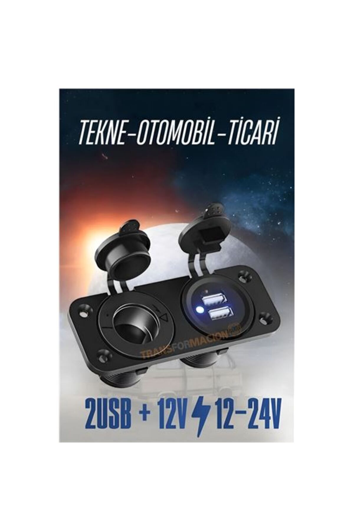TYYLİ USB + 12-24 Volt Çakmak Giriş Soket Tekne Oto Kamyonet Soketi Marine Tip Soket 7