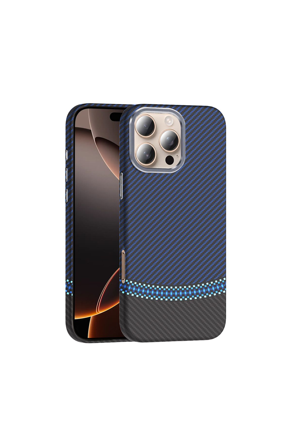 Rivor Apple iPhone 16 Pro Max Kılıf Kamera Çıkıntılı Magsafe Şarj Özellikli Karbon Fiber Görünümlü Kapak