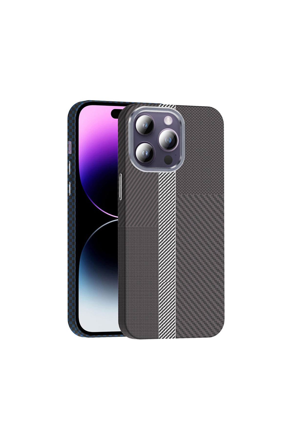 Rivor Apple iPhone 14 Pro Max Kılıf Kamera Çıkıntılı Magsafe Şarj Özellikli Karbon Fiber Görünümlü Kapak