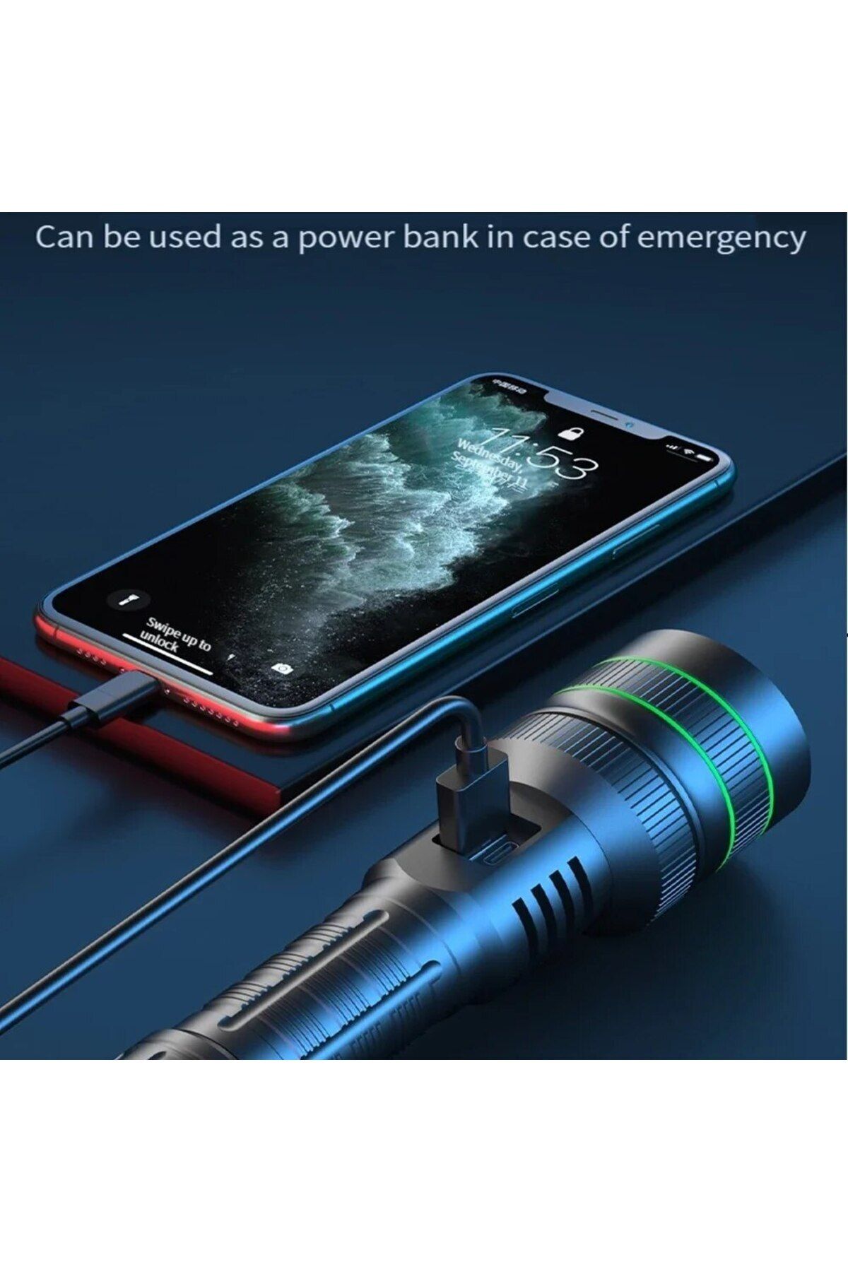 KENSUN-ZOOM black Most Powerful Long Shot LED Flashlight Zoomable Camping Torch Built-in 26650 Battery High 6