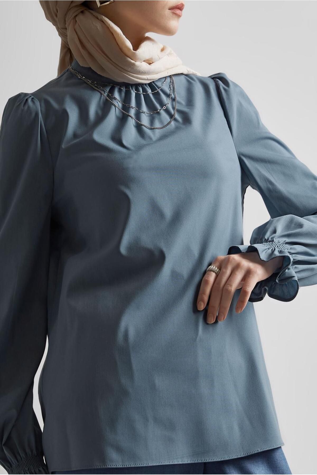 Alvina-Sleeve Tip Elastic Bluz 45341 4