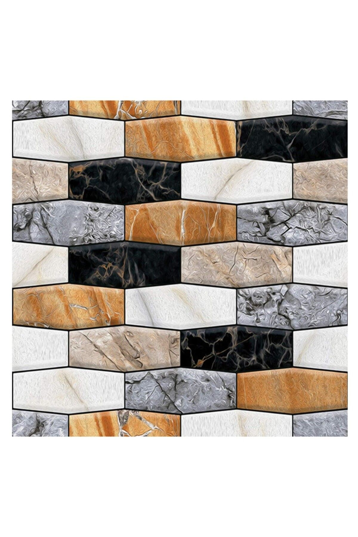 Flippy Set 10 Placi Tapet Flippy Autocolant 3d Imitatie Marmura Asimetrica Perete 30x30 Cm Maro - 30 x 30