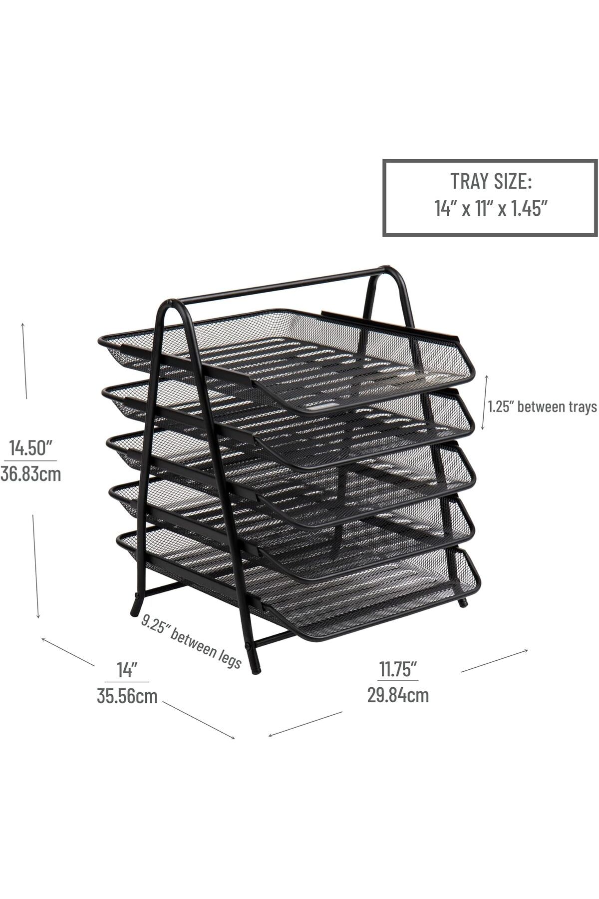 COOYA-Desk Organizer with 5 Sliding Trays & a Handle,for Letters,Documents,Mail,Files,Paper,34x29x36cm 4