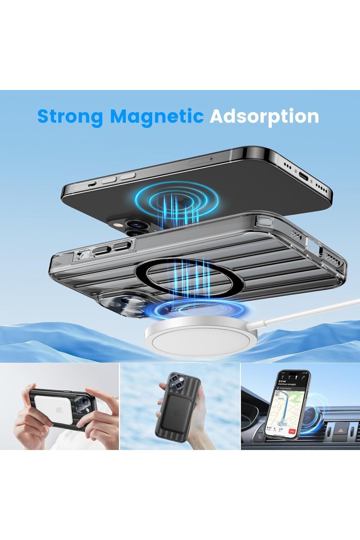 HWeggo-Husă de protecție pentru iPhone 15 HWeggo, TPU/sticlă, neagră/transparentă, 6,1 inci 4
