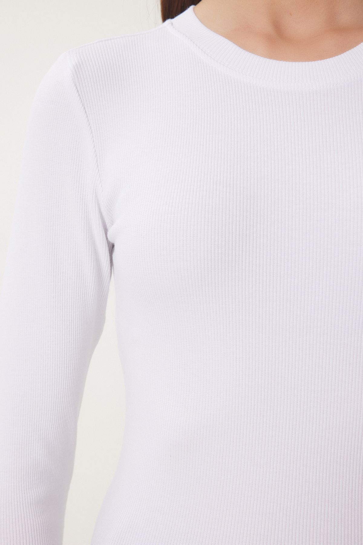 Lovelyİstanbul-Basic Corduroy Forest Blouse White Lus0105 5