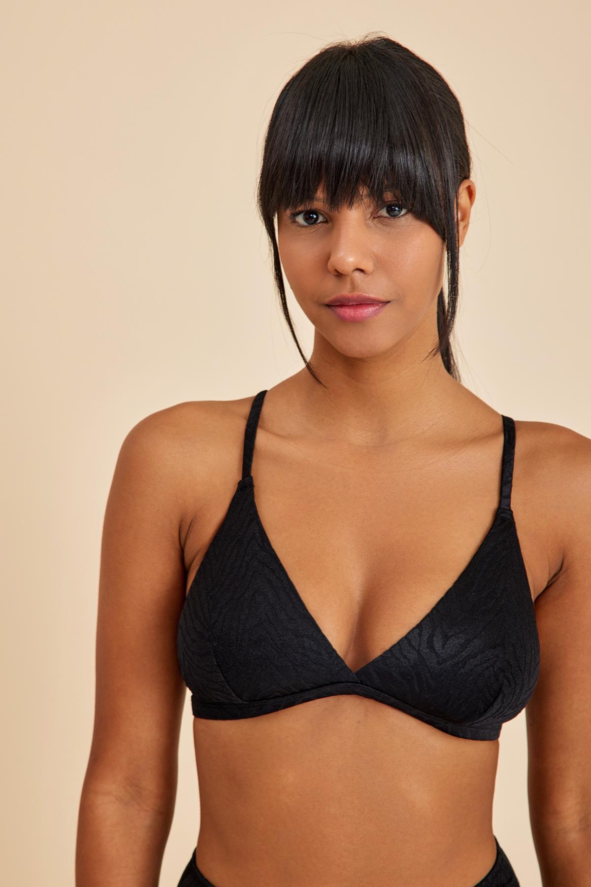 Amarelle Bali Siyah Dolgusuz Pedli Üçgen Bikini Üst