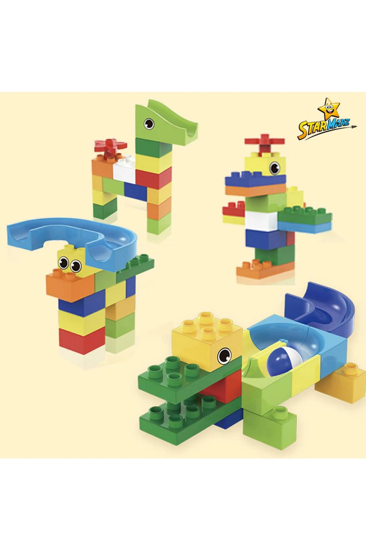 مجموعه ۱۷۸ تکه بلوکهای ساختنی همراه با میز، صندلی، فضای ذخیرهسازی و قلم – چندرنگ