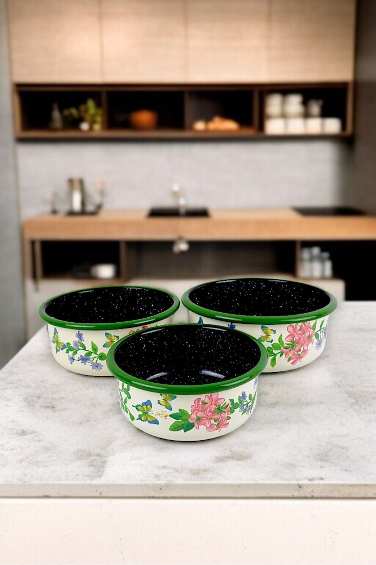 İnci Emaye-No. 14 - 16 - 18 Enameled Storage Container Set of 3 5