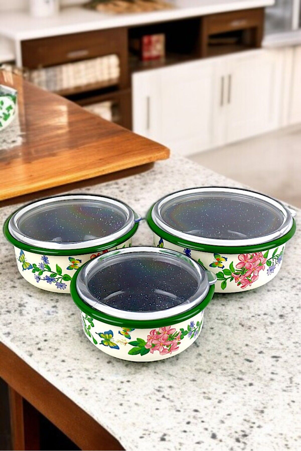 İnci Emaye-No. 14 - 16 - 18 Enameled Storage Container Set of 3 7