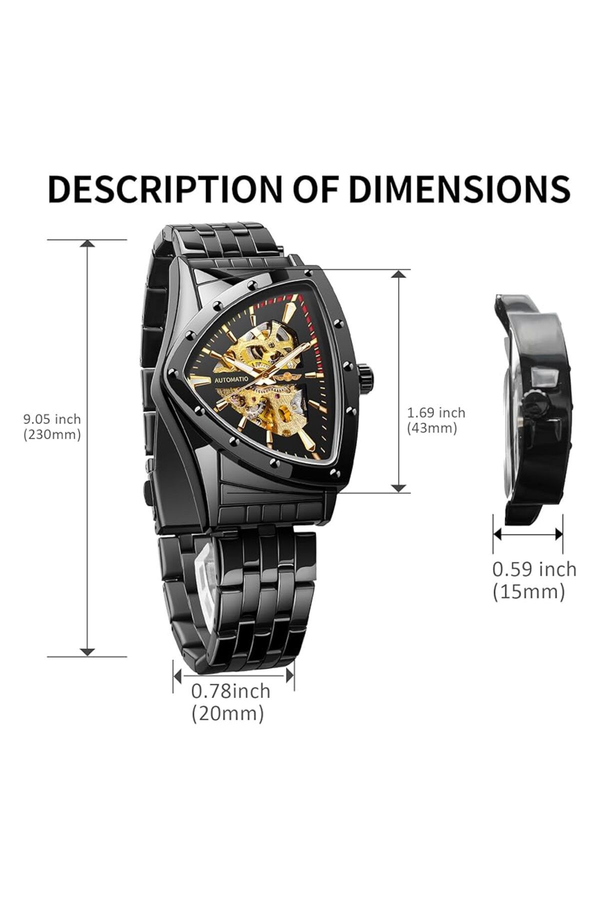 Generic-Forsining Skeleton Watches For Men Automatic Mechanical Watch With Triangle Dial Luminous Self 4