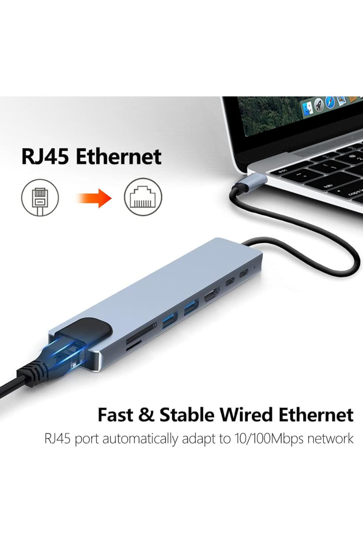 COOYA-USB C Hub,with 4K HDMI,PD Power Delivery,RJ45 Ethernet,SD/TF Card Reader,Laptop Docking Station 4