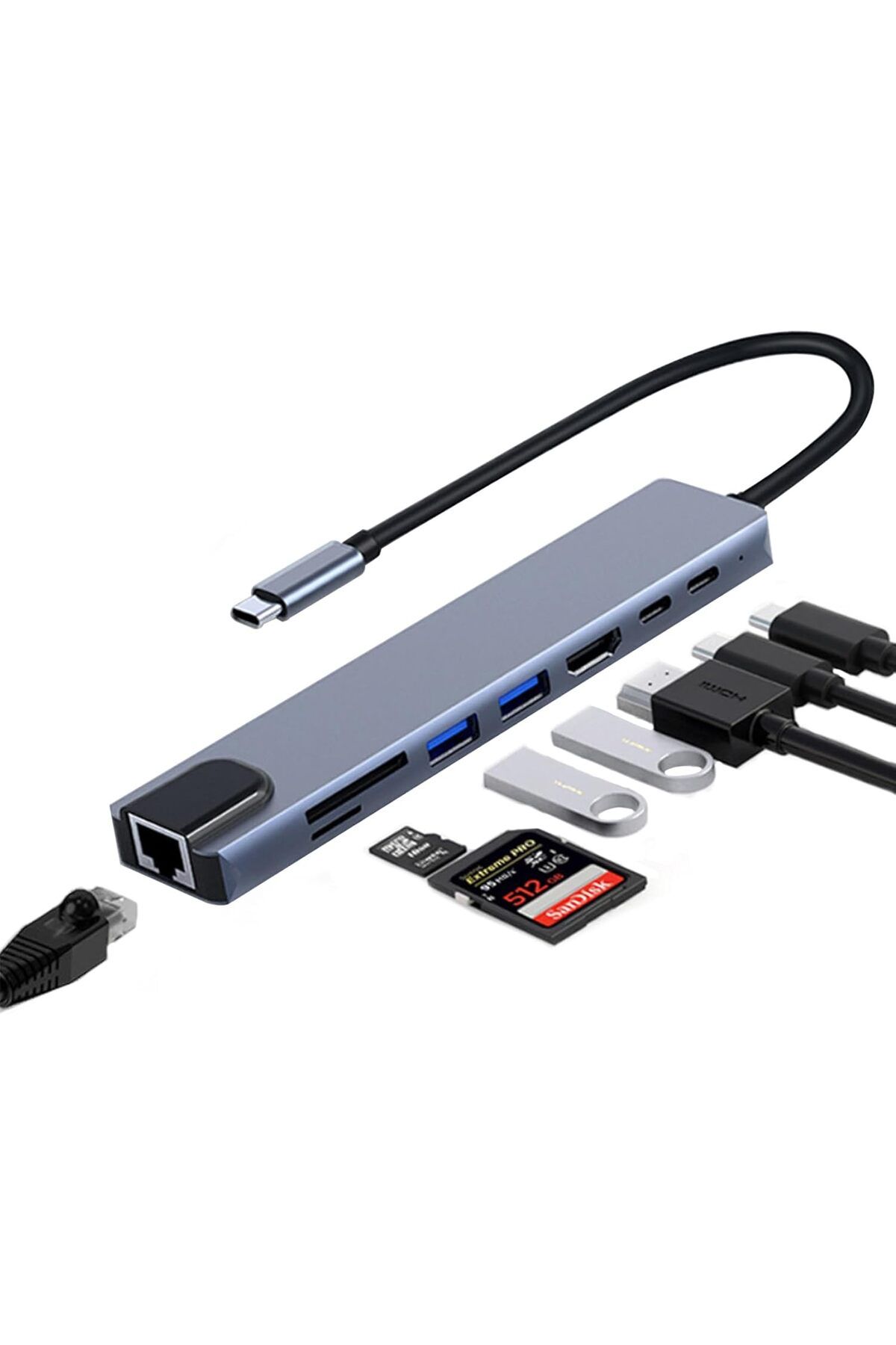 COOYA-USB C Hub,with 4K HDMI,PD Power Delivery,RJ45 Ethernet,SD/TF Card Reader,Laptop Docking Station 1