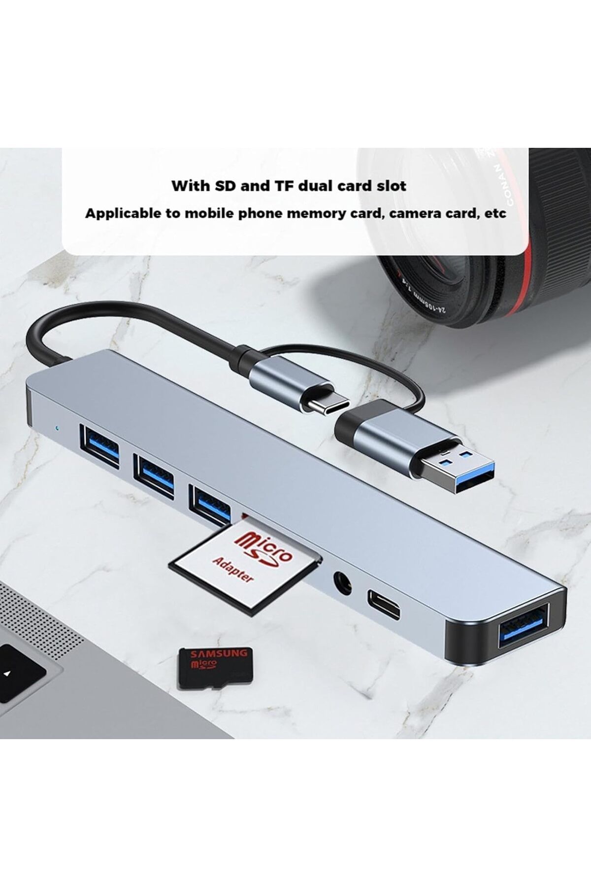 COOYA-محطة إرساء موزع USB C 8 في 1 مع USB 3.0 و2.0 وقارئ بطاقات SD/TF لأجهزة الكمبيوتر المحمولة وأجهزة iMac والمزيد 2