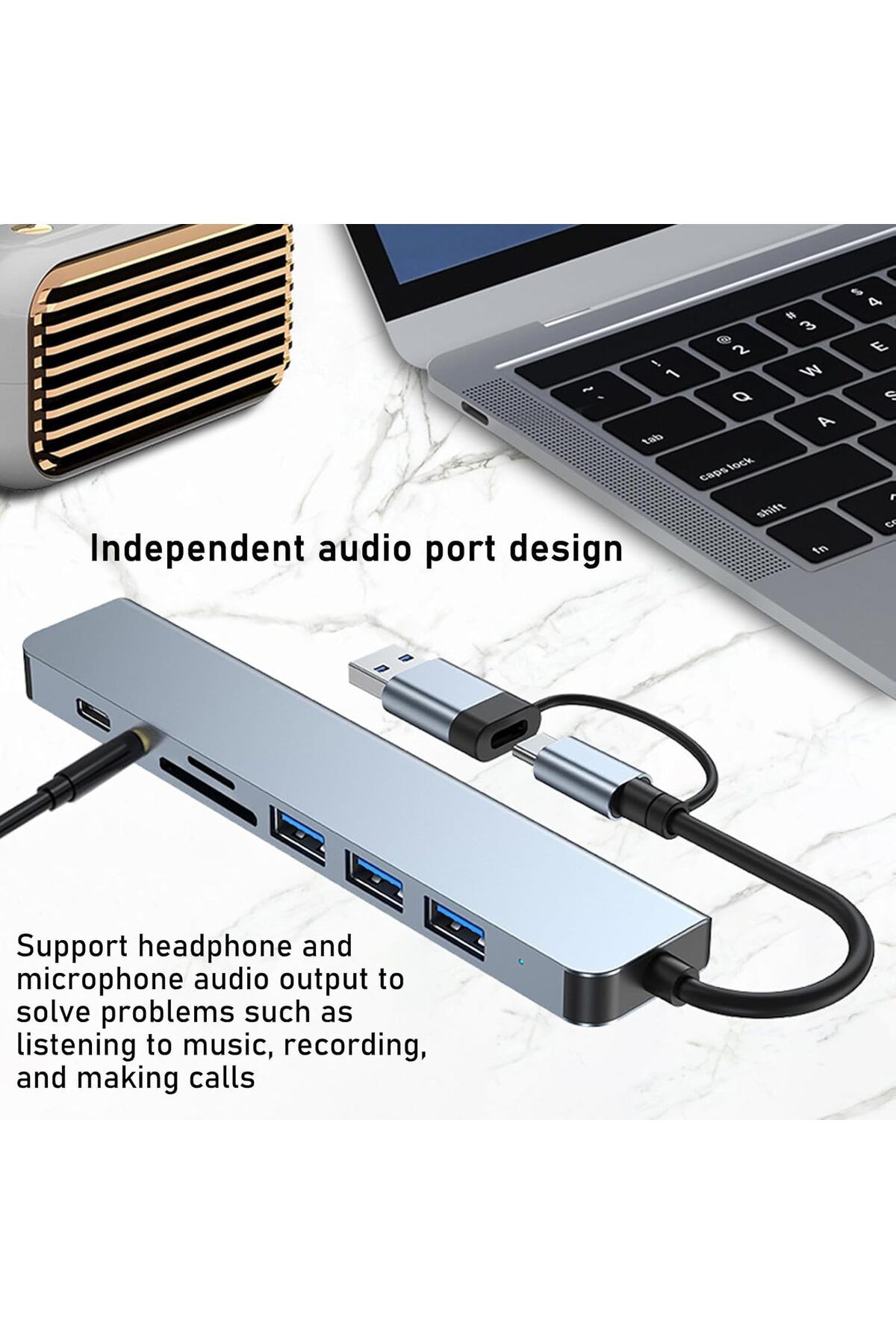 COOYA-محطة إرساء موزع USB C 8 في 1 مع USB 3.0 و2.0 وقارئ بطاقات SD/TF لأجهزة الكمبيوتر المحمولة وأجهزة iMac والمزيد 3