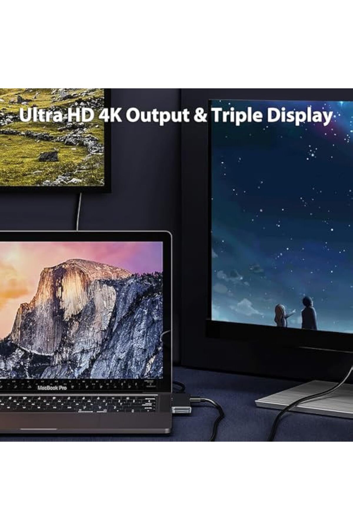 COOYA-موزع USB C، شاشة ثلاثية 7 في 2، منفذ HDMI 4K@30Hz، 100 واط PD، 2*USB 3.1، قارئ بطاقات SD وMicro SD 4