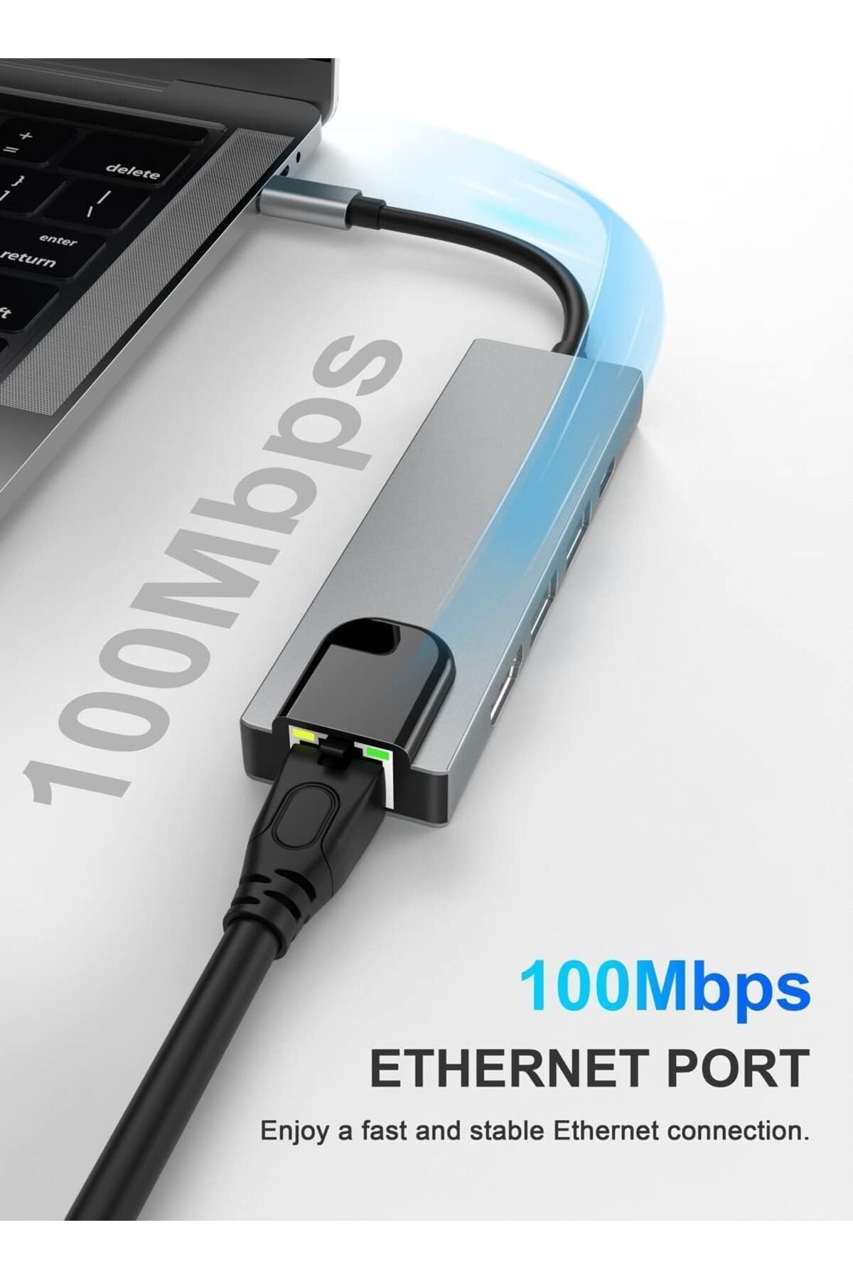 COOYA-محطة إرساء USB C 5 في 1، محول متعدد المنافذ مع HDMI 4K، توصيل طاقة PD 100 وات، 2 USB، إيثرنت 5