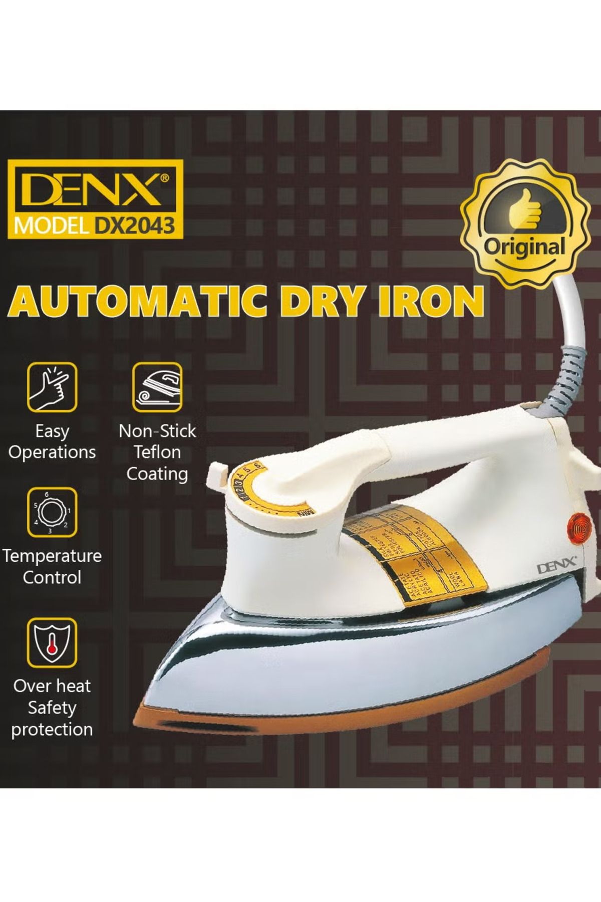 Denx-An Automatic Iron With An Advanced Safety System And Various Temperature Settings For Ironing Dx2043 6