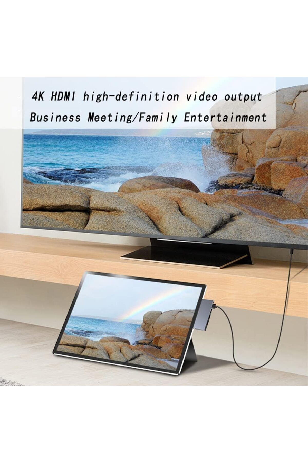 COOYA-محطة إرساء موزع USB محول موزع USB 3.0x2، قارئ بطاقات ذاكرة SD وTF/Micro SD، منفذ HDMI بدقة 4K 5