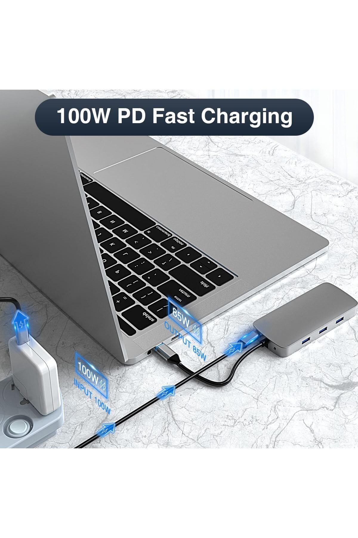 COOYA-محول 10 في 1 من USB C إلى HDMI 4K، مع VGA، ومنفذ شحن PD، ومنفذ Gigabit Ethernet، وقارئ بطاقة SD 3