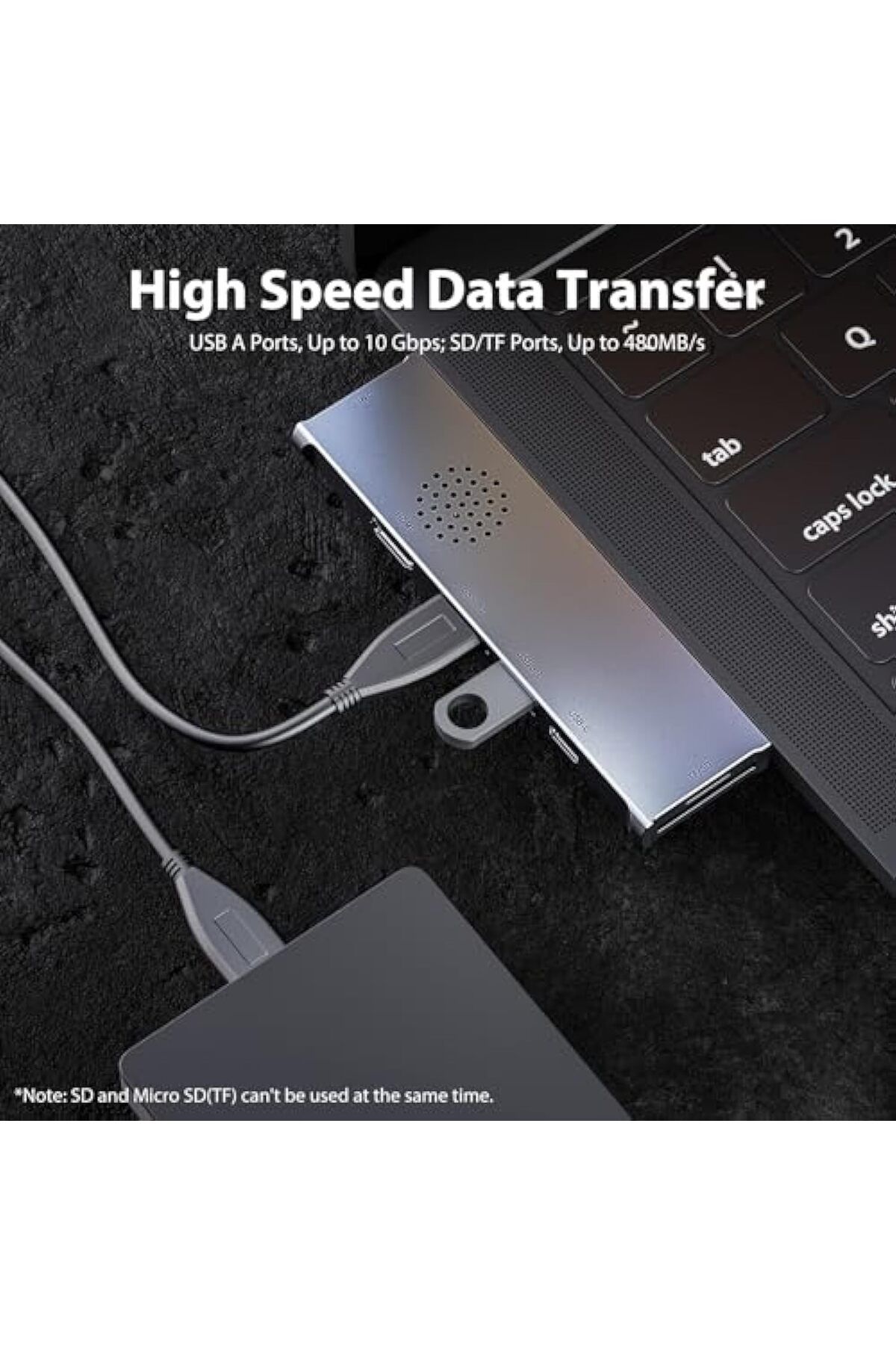 COOYA-موزع USB C، شاشة ثلاثية 7 في 2، منفذ HDMI 4K@30Hz، 100 واط PD، 2*USB 3.1، قارئ بطاقات SD وMicro SD 5