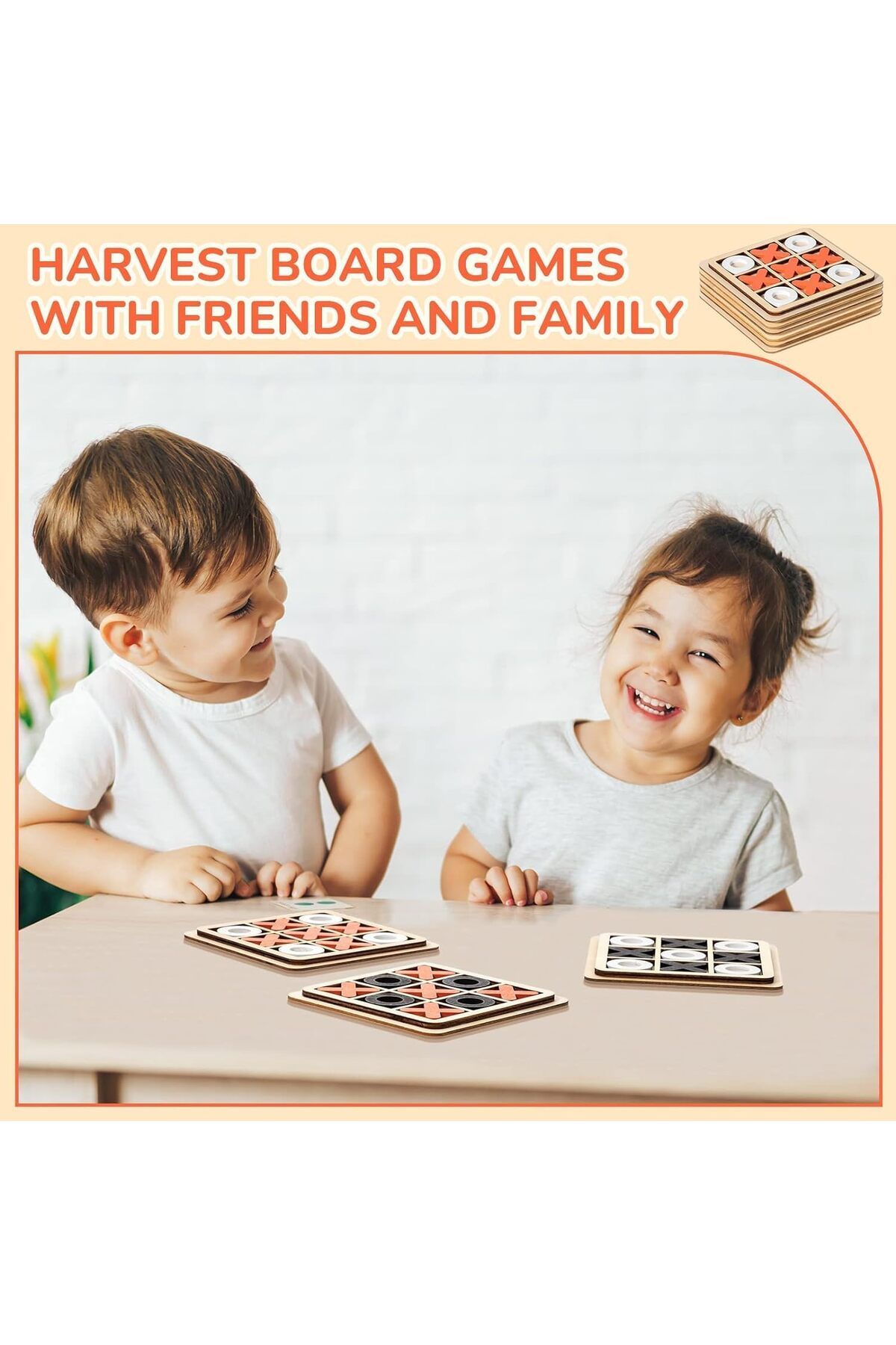 AWH-12 Pcs Wooden Tic Tac Toe Game Set – Classic XO Puzzle & Strategy Board Game for All Ages 7