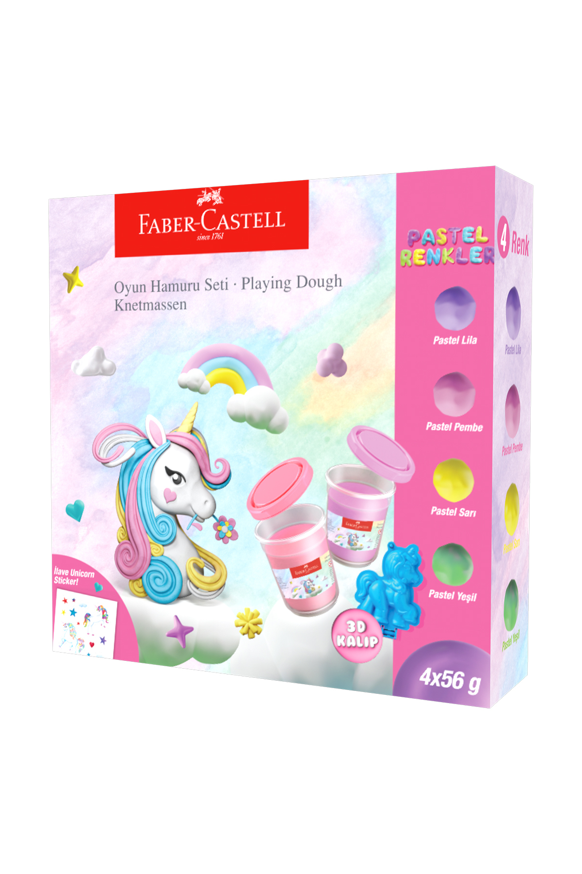 4-Piece Unicorn Play Dough Set,Pastel Colors,Non-Stick and Non-Small,Easy Storage