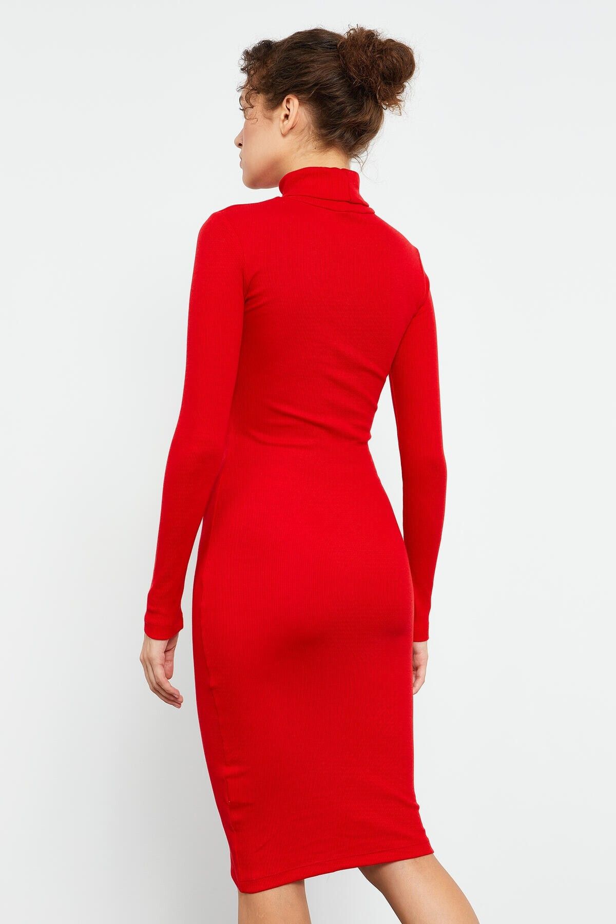 TOMMY LIFE-TurtlenecK Red Knitwear Dress - SKinny Fit - 97117 7