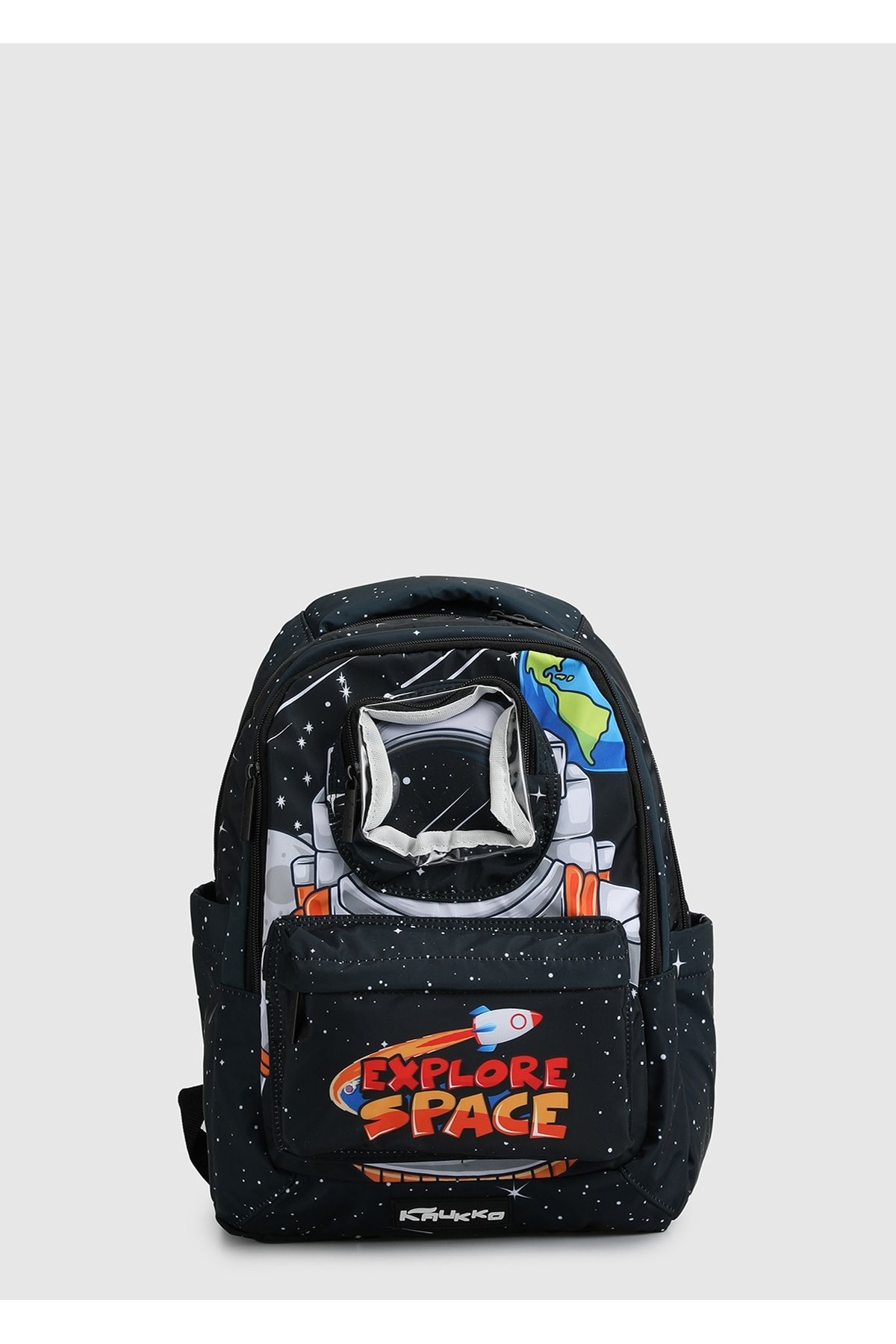 کوله پشتی سیاه و سفید Kaukko Kids L5174 Toys Astronaut Kaukko