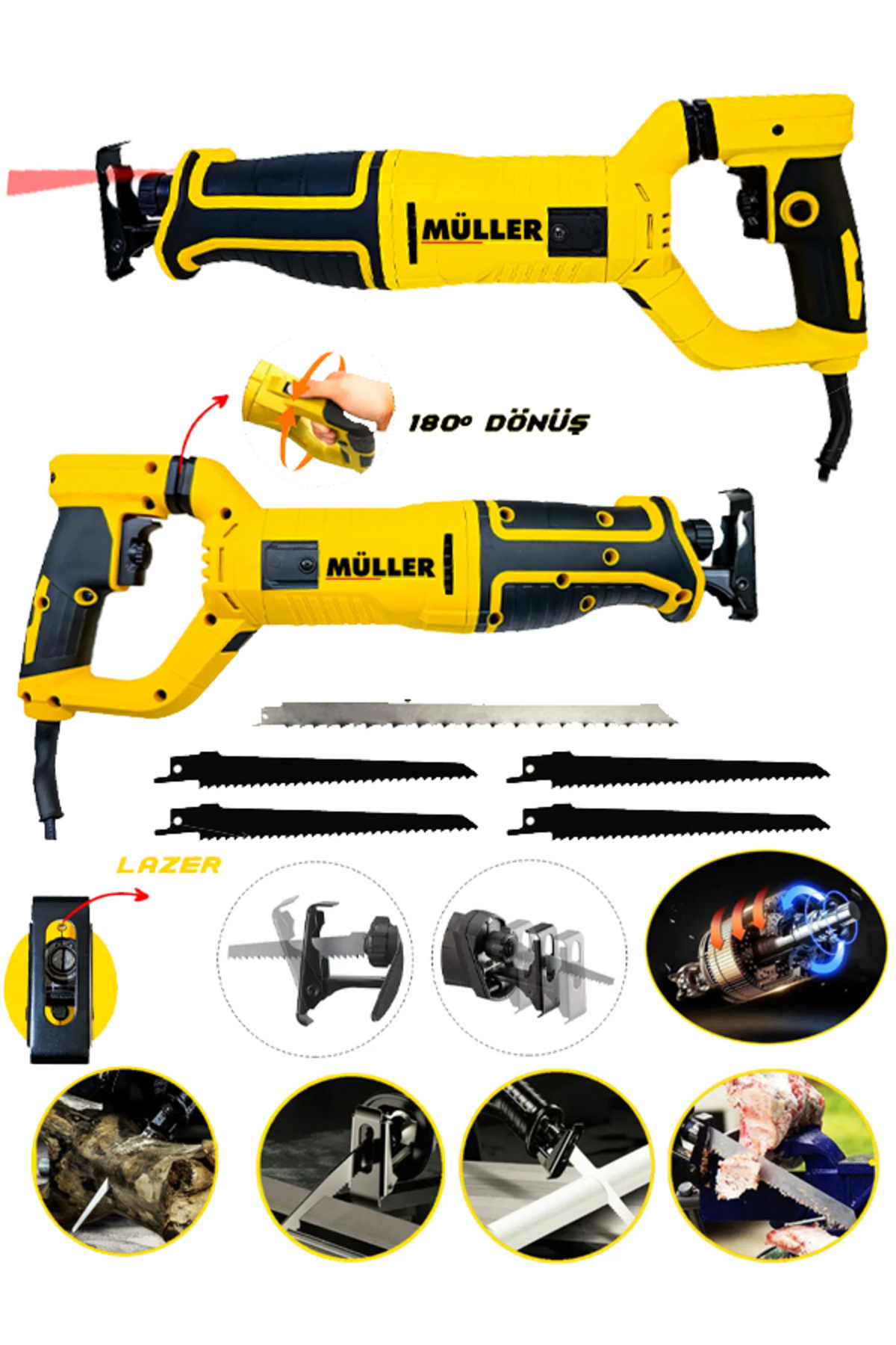Müller Alman 2000 W Lazerli Ve Titreşim Koruyucu Özellikli Bakir Sargili Kemik Kesme Ve Testere Makinesi