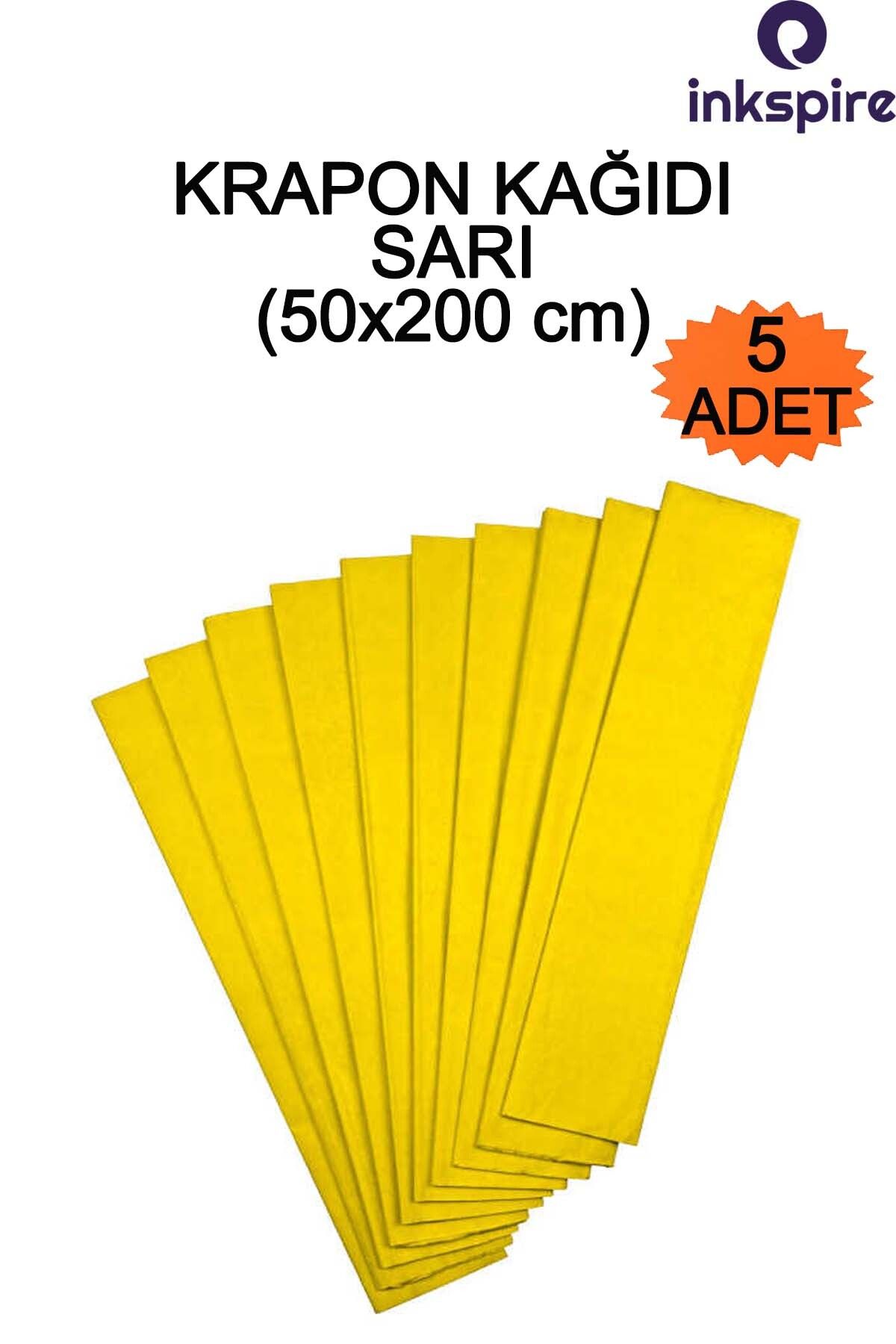 inkspire Krapon Kağıdı 50x200 Cm 5 Adet Sarı Renk 1 Paket Grapon Kağıt Grafon Kırapon Kağıdı Etkinlik El İşi