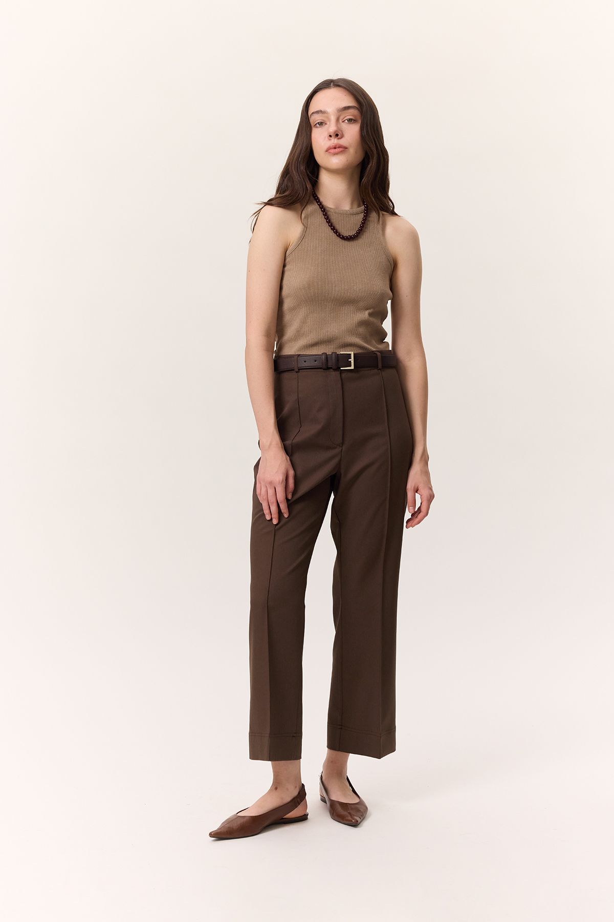 Manuka-Brown Straight Cut Trousers 5