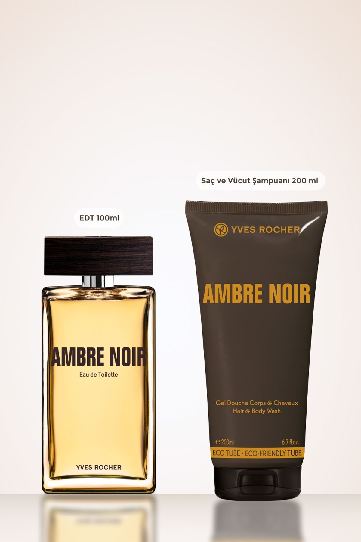 ست عطر مردانه Ambre Noir ادوتویلت و شامپو موهای بدن Set Yves Rocher