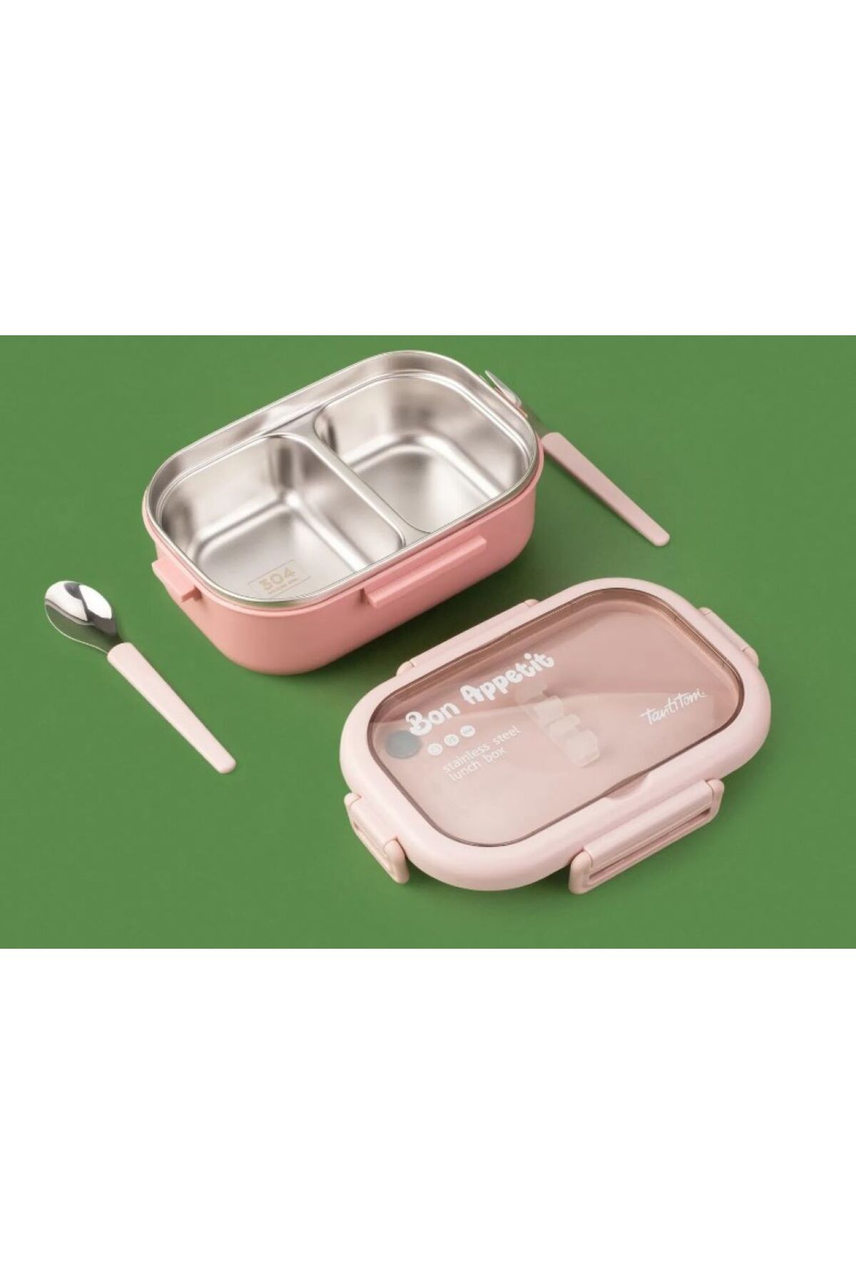 Tantitoni-850 Ml, Steel, Rectangular, with Fork and Spoon, Food Carrying Container, Lunchbox, Tt6714D850P 4