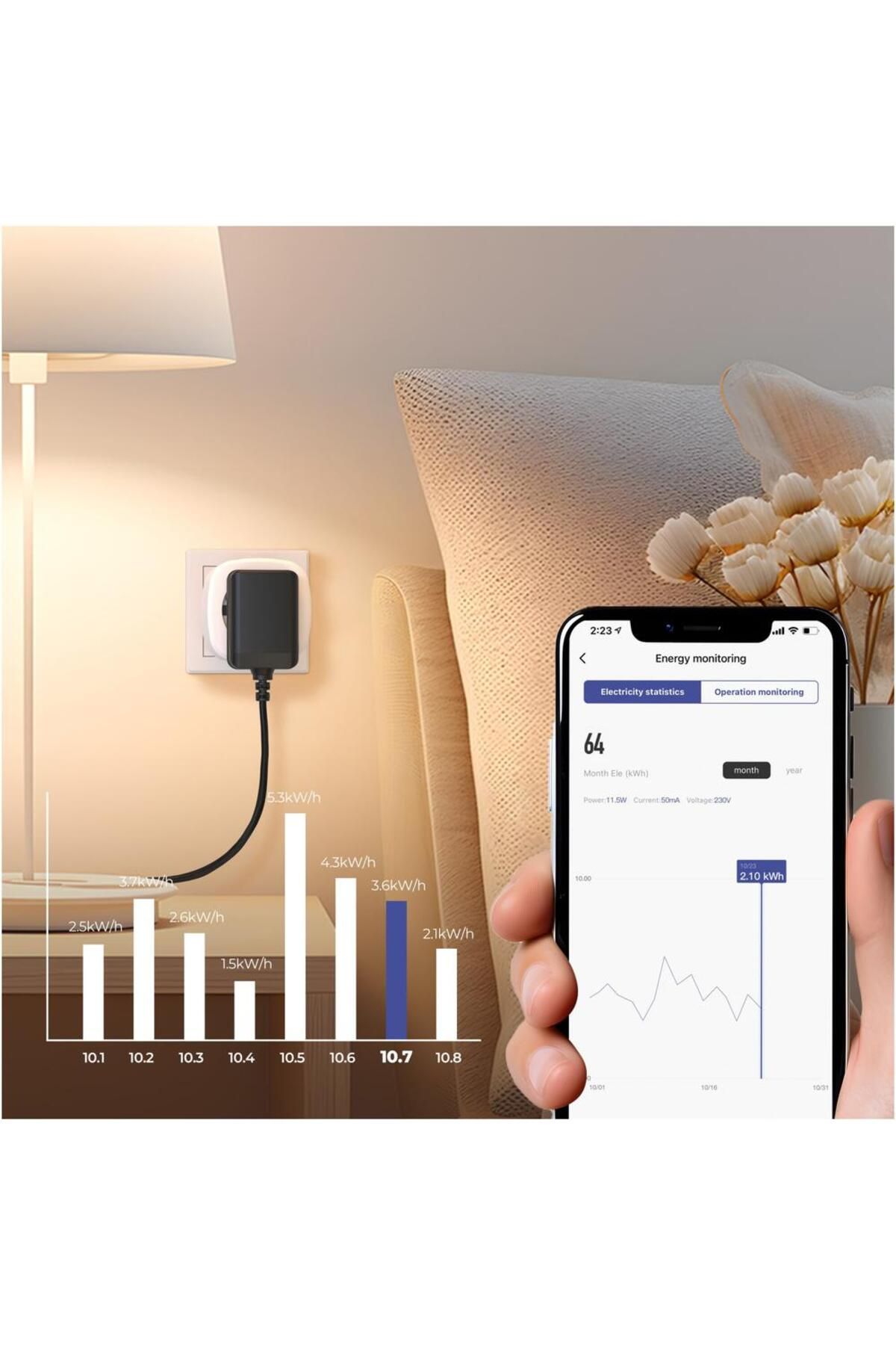 Calex-Set 3 premii inteligent Calex, Wi-Fi, 16A 3600W, IP20, Alb 3