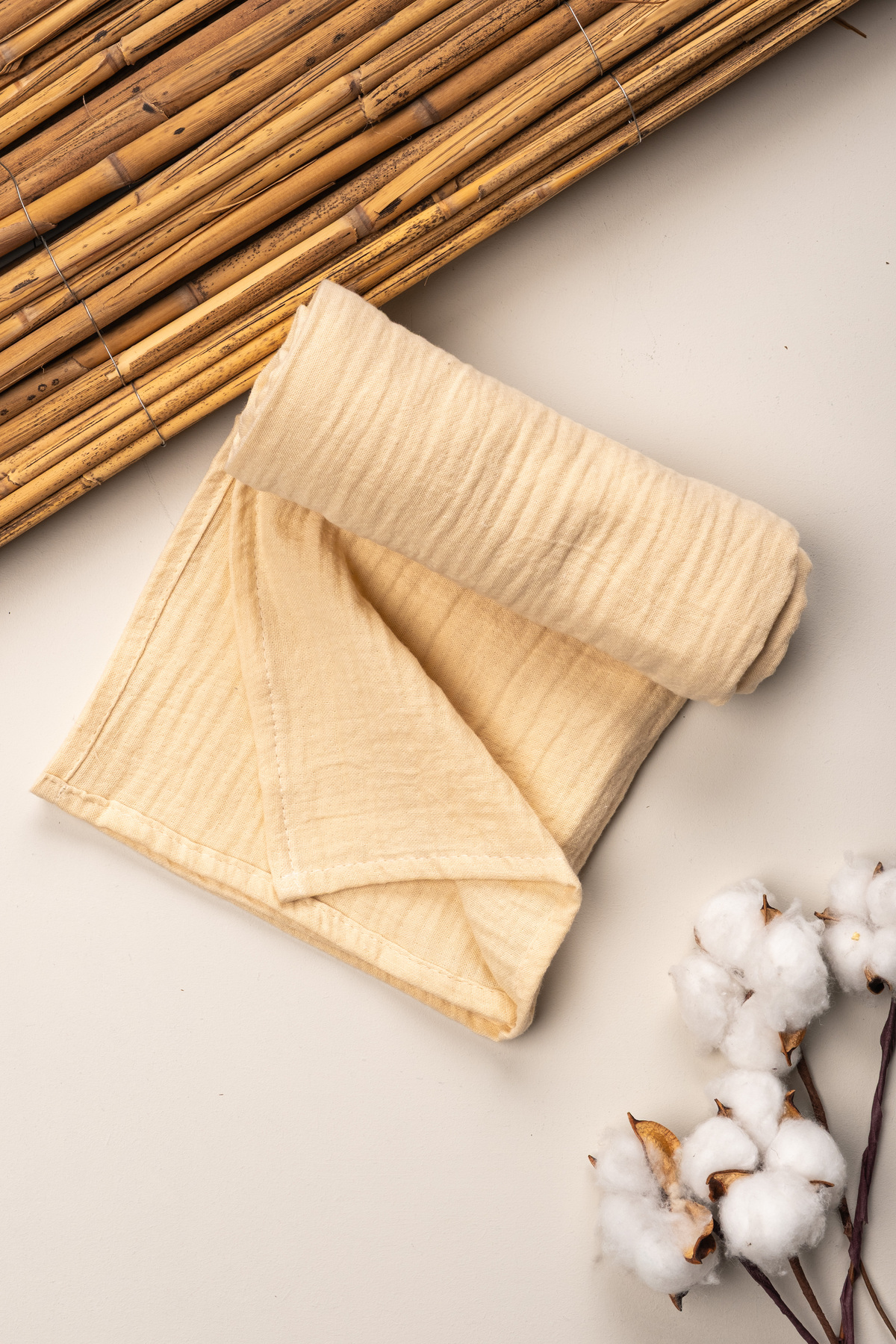 Mai Perla 4 Kat Müslin Organik Pamuk 90x90 Naturel Bebek Çocuk Battaniye fotoğrafı 4 (önizleme)