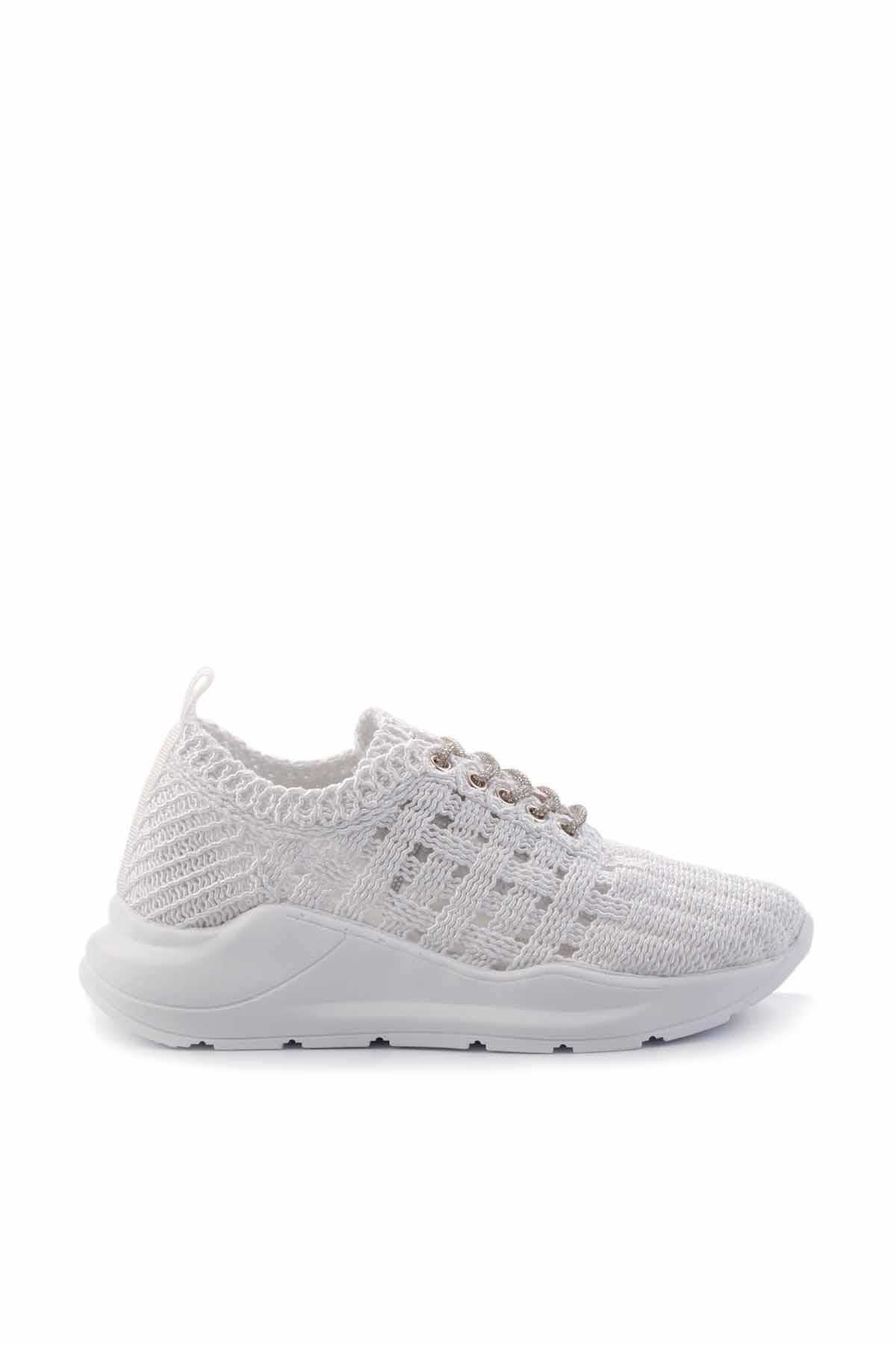 Bambi Białe Lame Stone Damskie Buty Casualowe 16 Kobieta - 36