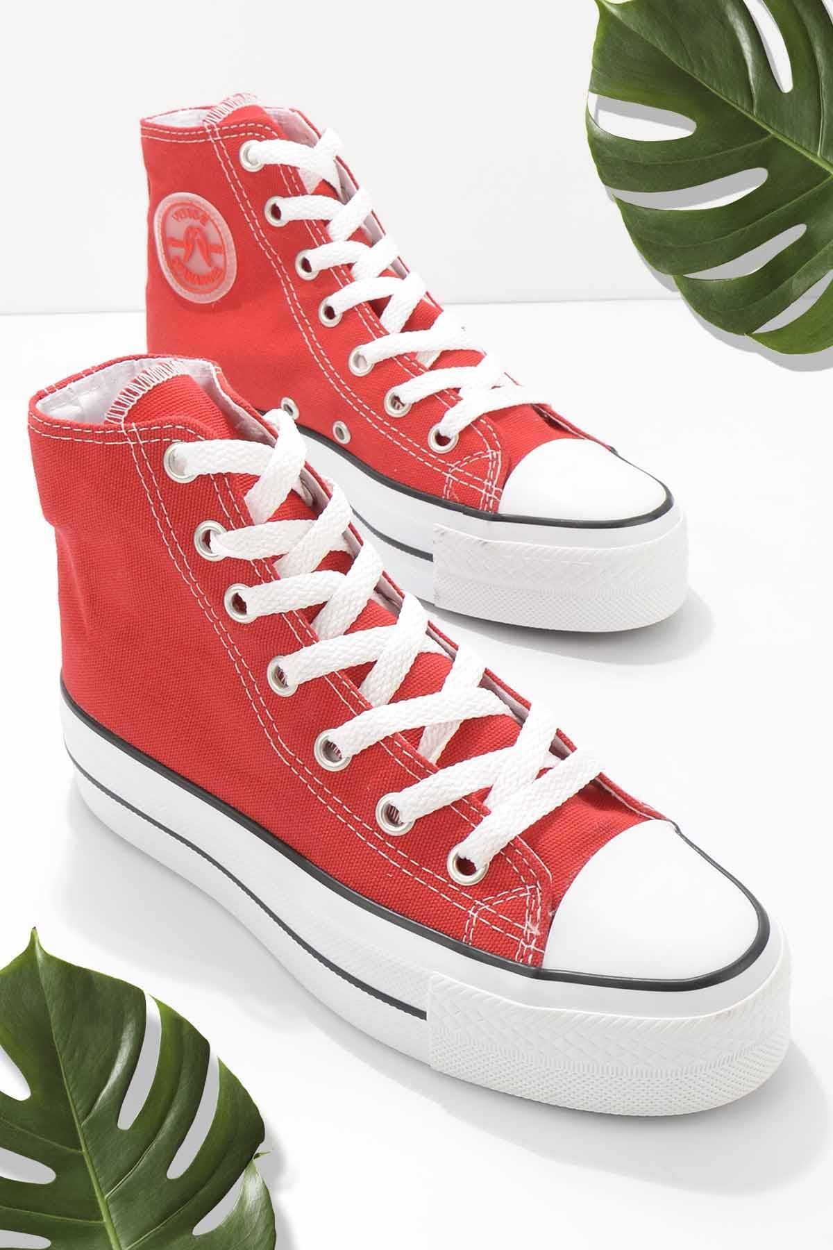 Bambi-Rote Leinen Freizeitschuhe für Damen K01688010718 2
