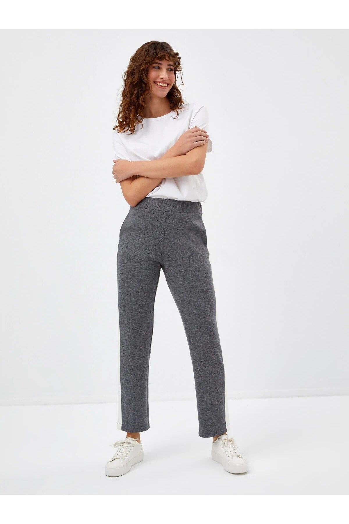 Faik Sönmez-U68323 Pantaloni de sport antracit - Detaliu bandă de contrast 3
