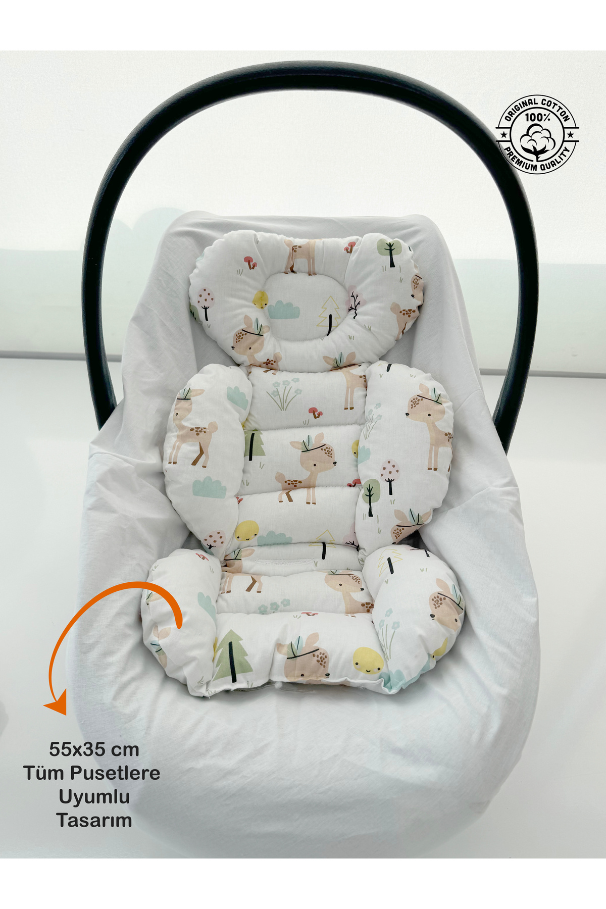 Jaju Baby Sevimli Ceylan Tasarım Puset Minderi / Bebek Arabası Minderi fotoğrafı 4 (önizleme)