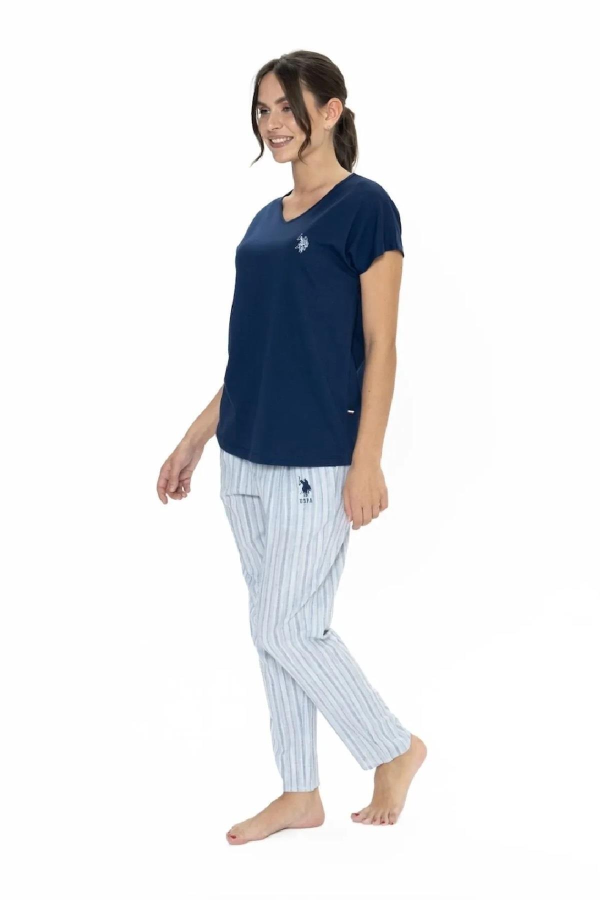 ست پیژامه U.S. Polo Assn. 20019 راهراه آستین کوتاه یقه هفت — 2