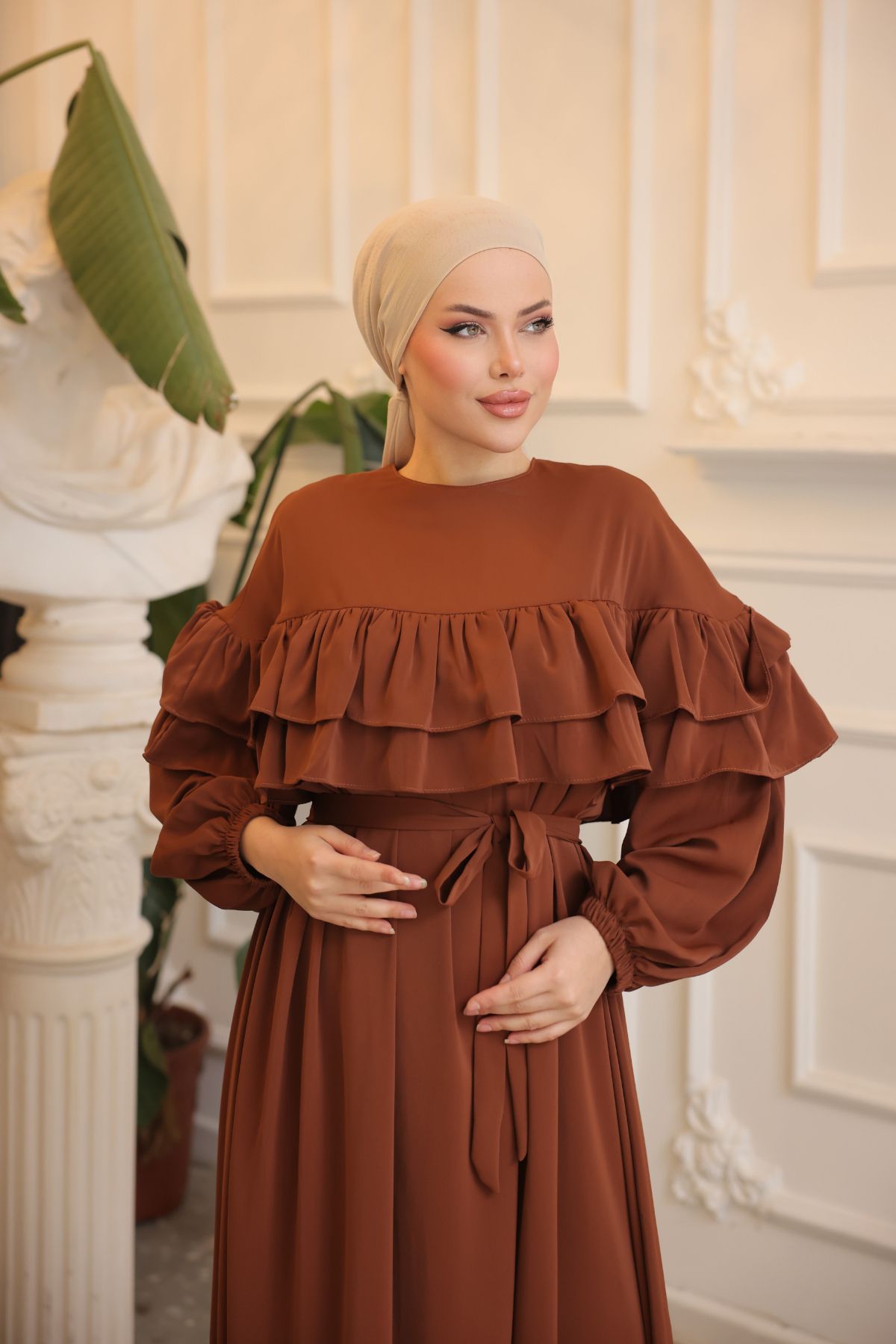 Nissra-Ankanoor Taba Casual φόρεμα με διπλό βολάν Anka255068 6