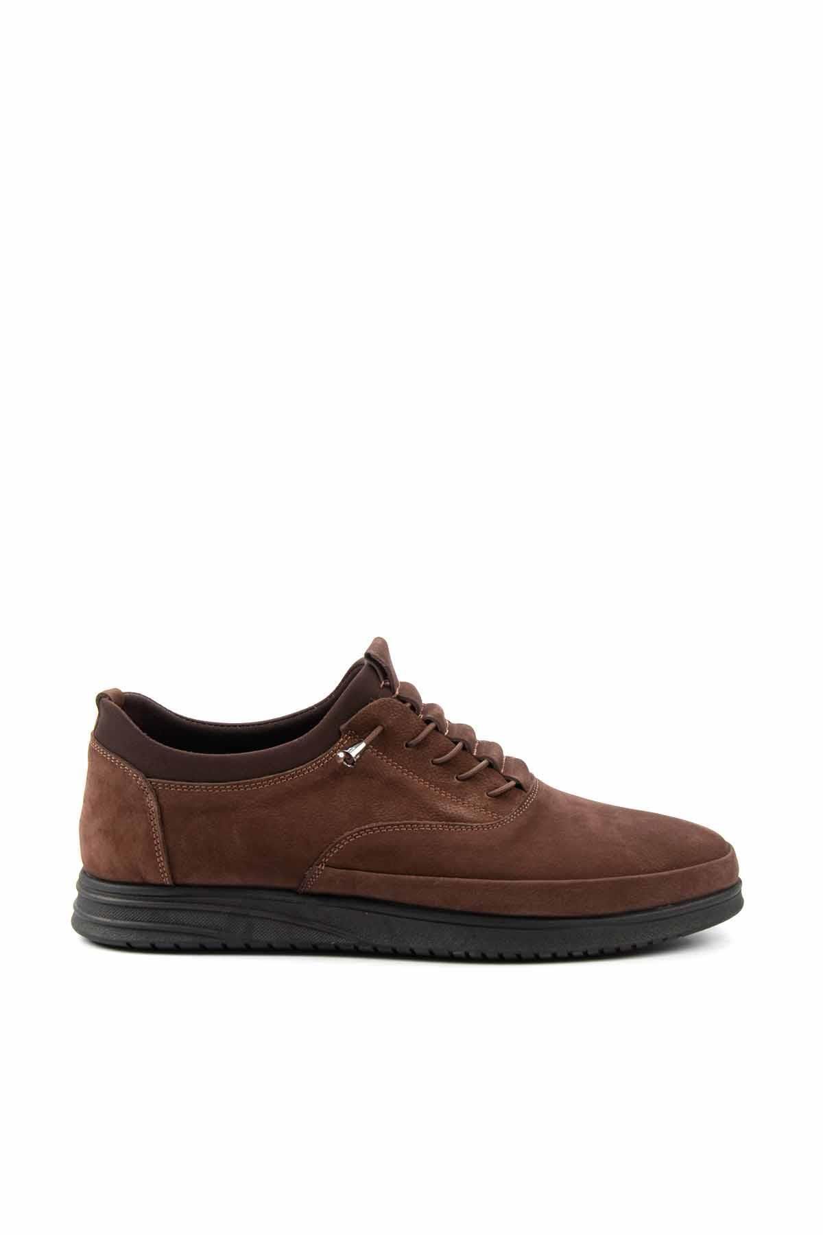 کفش راحتی مردانه چرم اصل قهوه ای Nubuck E01733028201 Bambi