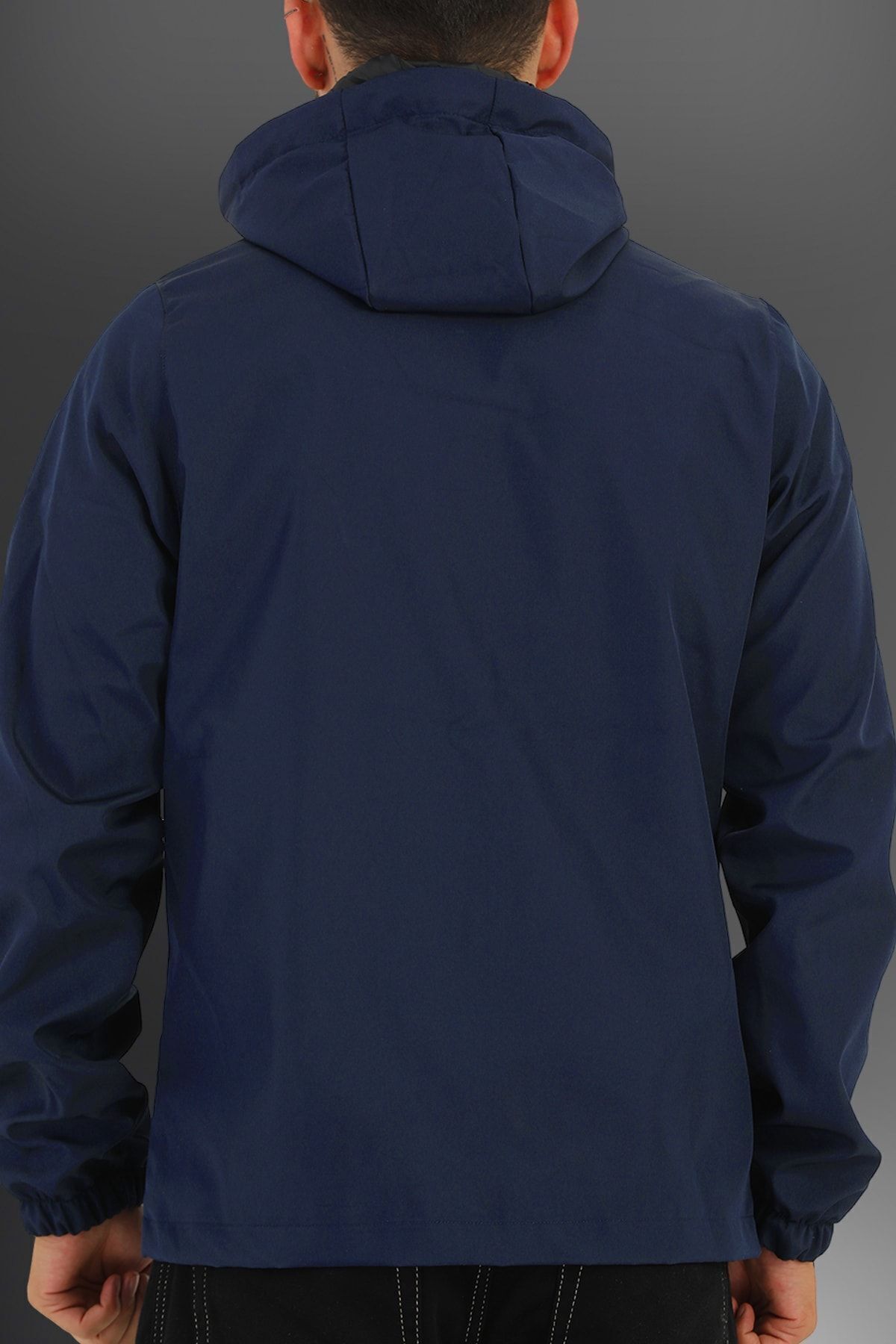 river green  Erkek Saks Içi Astarlı Suya Dayanıklı Kapüşonlu Cepli Yağmurluk - Rüzgarlık Ceket - Görsel 6