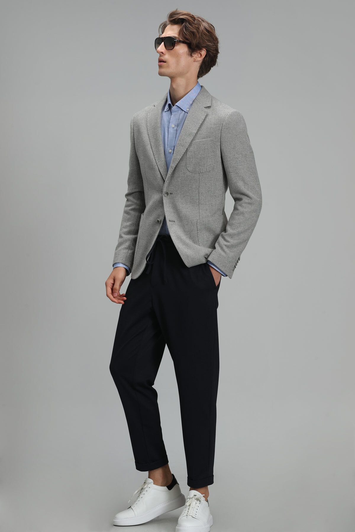 Lufian-Sacou blazer pentru bărbați Erla Sports Slim Fit, gri 3