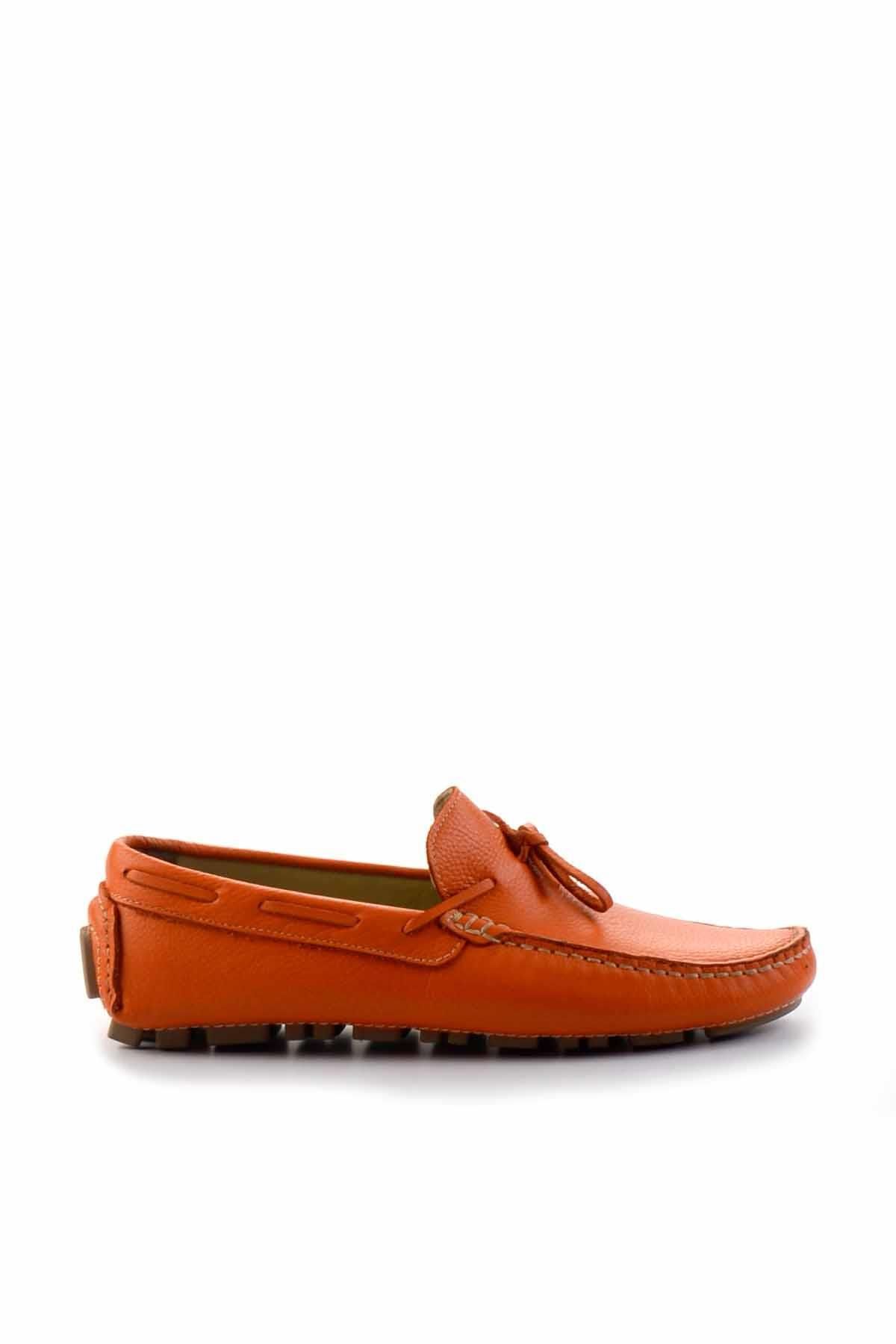 کفش لوفر مردانه چرم طبیعی Orange Floter E01395332140 Bambi
